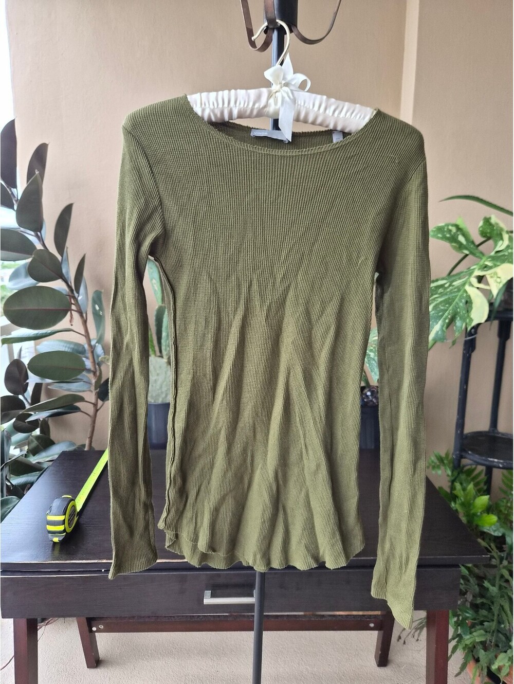 Vince Women’s Olive Green 100% Pima Cotton Thermal Top Size S